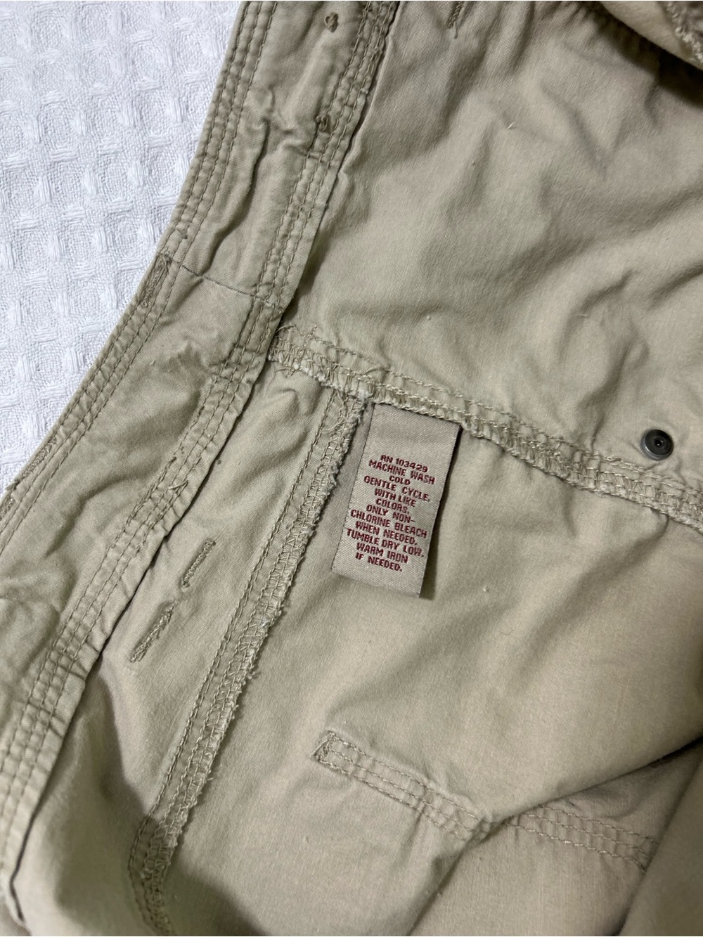 Roll-Cuff Cotton Jean Shorts in Khaki - Women's - Picture 13 of 13